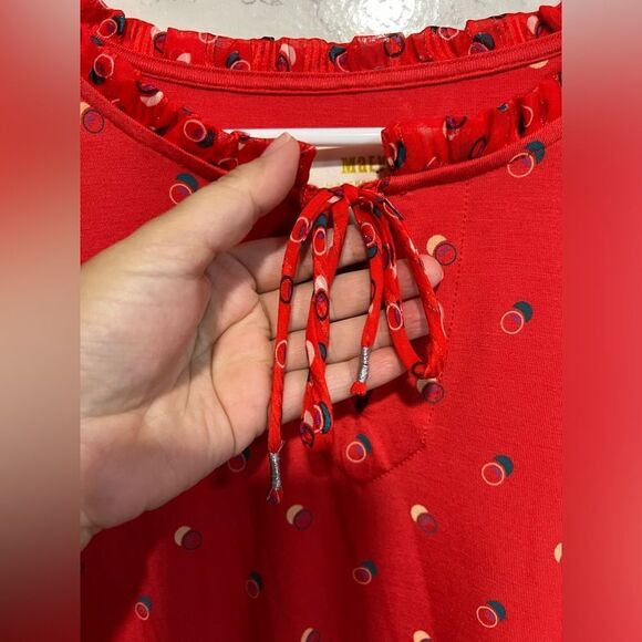 Maeve Jacquin Peasant Blouse Sparkle Ruffle Top Tangerine Size S - Picture 6 of 12